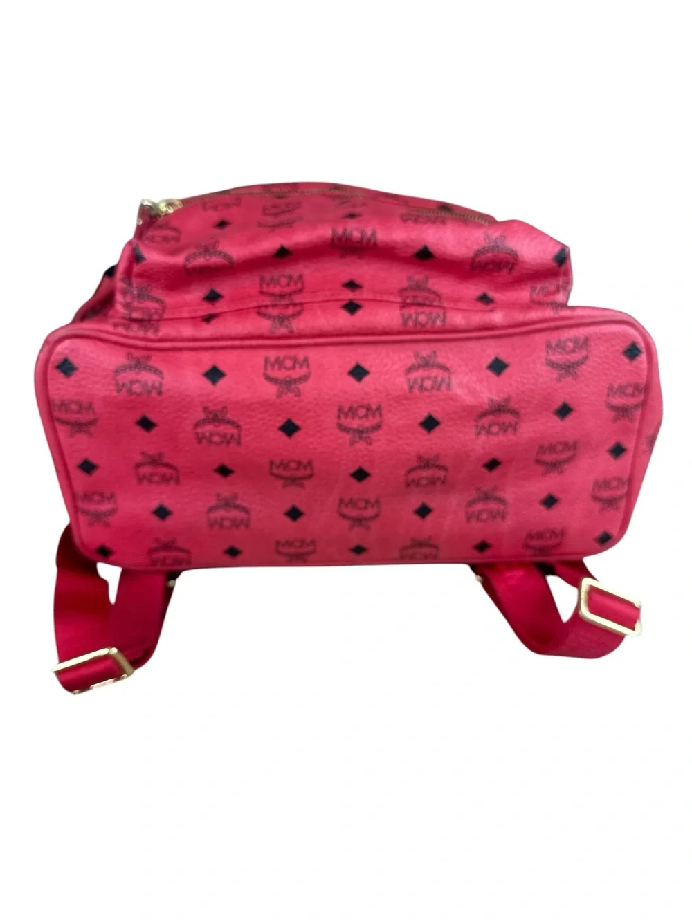 MCM Pink Visetos Studded Backpack
